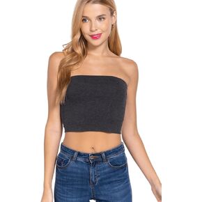 Women's Tube Crop Sexy Basic Solid Casual Strapless Cute Tops Seamless Stretchy Bandeau Summer Outfits