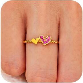 925 Sterling Silver Heart Rings for Women Mother Daughter Rings Friendship Rings 14K Gold Plated Pink CZ Twist Ring Promise Rings for Her Jewelry Christmas Birthday Gifts for Mom Daughter