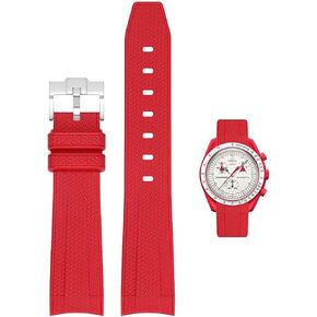 Bands for MoonSwatch Watch,Curved end No Gap,Premium Silicone Rubber Watch Strap for Omega X Swatch Moonswatch Speedmaster/Rolex/SEIKO 20mm Watch Strap Replacement Band for Men Women