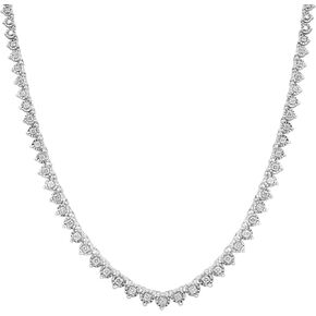1.00 Carat Illusion Set Natural Diamond Tennis Necklace (I-J, I3) in Sterling Silver | Miracle Plated Round Cut | Diamond Jewelry for Women | Gift for Her | Gift Box Included