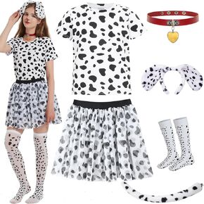 Z-Shop Halloween 101 Dalmatian Costume for Women,Adult Outfit Shirt Headband Ears and Tail Accessories