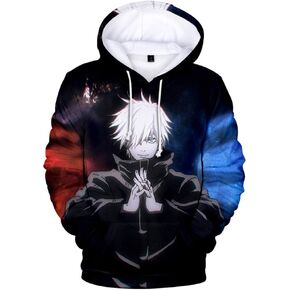 Ealipoi Gojo Satoru Hoodie Anime JJK Hoodie Jujitsu Kaisen Gojo Costume Multi 3D Printed Sweater Cosplay for Men