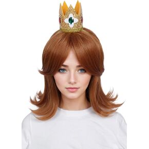 شعر مستعار للأميرة من Linfairy باللون الأحمر والبني مع تاج 60's 70's ريترو سيدة حفلة الهالوين شعر مستعار كوسبلاي للنساء in Kuwait