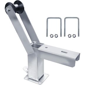 Adjustable Galvanized Trailer Winch Stand with Roller & U-Bolts | Fits 3" W x 4" H Trailer Drawbar