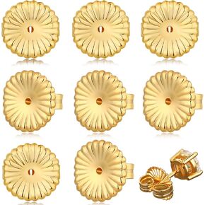 8Pieces Earring Backs for Droopy Ears, Large Earring Backs Replacements for Studs Secure Locking Earring Lifters for Heavy Earring (Silver+Gold,9mm)