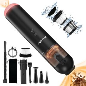 Car Vacuum Handheld Vacuum Cordless Rechargeable 2-Gear Suction 10/16kpa High Power Vac with Blower,Pumps,Compressor,Led All-in-1 Portable Mini Vacuum 30Mins Runtime for Car Cleaning