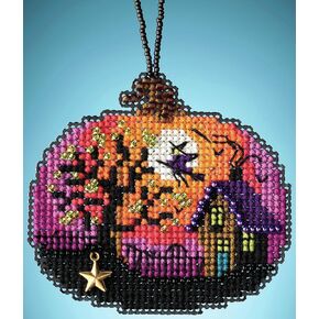 Bewitching Pumpkin Beaded Counted Cross Stitch Halloween Ornament Kit Mill Hill 2020 Painted Pumpkins MH162024