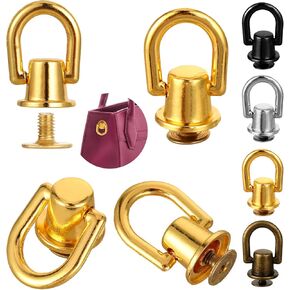 Bewudy 20 Pieces D Rings for Purse, Purse Strap Hardware, Screw Rivets for Leather Crafting, D Ring Stud Rivets Post Head Buttons for DIY Wallet Leather Collar Belt Handbag Shoes(Colorful)