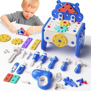 Kids Tool Set, Tool Box Kit for Kids，Toddler Tool Set with Drill,Pretend Play Construction Toys Tools for Boys Girls, Christmas Birthday Family Day Gifts for Kids Ages 3 4 5 Year Old