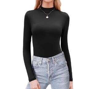 Zeagoo Womens Long Sleeve Shirts Mock Neck Basic Slim Fitted Tops Lightweight Stretch Base Layer T-Shirt
