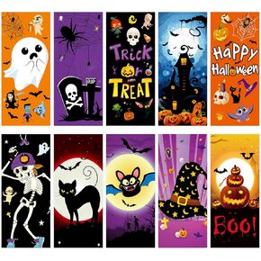 Hotop 150 Pcs Halloween Cellophane Bag Small Treat Bags Clear Halloween Candy Bags Trick or Treat Cookie Goodie Bag with 200 Golden Twist Ties for Halloween Party Favors
