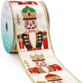 CT CRAFT LLC Ivory Satin Toy Soldier with Wired Ribbon 2.5 Inch x 10 Yards for Christmas Home Decor Tree Topper Bow Gift Wrapping DIY Crafts Wreath Garland