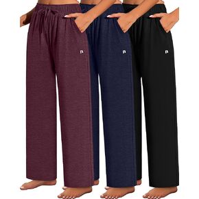 Neer 3 قطع سراويل نسائية واسعة الساق سراويل رياضية عالية الخصر يوجا بالازو برباط صالة بيجامات بنطال رياضي مع جيوب in Kuwait