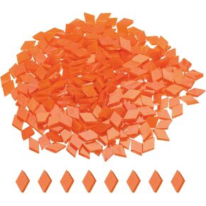 MECCANIXITY 200g Mosaic Tiles Rhombus Shape Glass Mosaic Tiles Stained Mosaic Glass Pieces for Home Decoration Art Crafts DIY Projects Orange Red