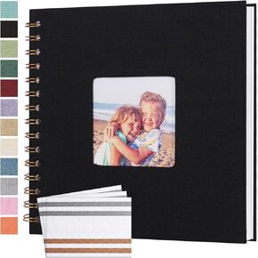 Scrapbook Photo Album 8x8 Inches 40 Pages Hardcover Kraft Paper Linen Cover Scrap Book Memory Book DIY Scrapbook Albums for Wedding Baby Boyfriend Travel Anniversary Family, Beige
