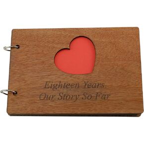 Pirantin 18 Years Our Story So Far - A5 Scrapbook, Photo Album or Notebook with Varnished Wood Front and Back Covers