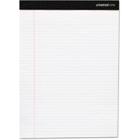 Universal UNV30630 8.5 in. x 11 in. Premium Wide/Legal Ruled Writing Pads with Heavy-Duty Back - Black Headband (6/Pack)