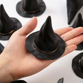 12Pcs Plastic Witch Hats Mini Halloween Witch Hats Wizard Hat for DIY Crafts Bottle Toppers Halloween Party Supplies