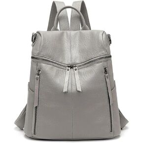 Genuine Cow Leather Backpack Shoulder Handbag Bag for Women, Top Handle & 2 Detachable Straps- Green