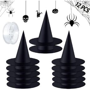 Halloween Floating Witch Hats Hanging Witches Hats with 98Ft Fishing Line for Halloween Decor Costume Party Yard Decoration
