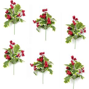 M2cbridge Artificial Red Rosehip Berries Christmas Holly Berries (Set of 4)
