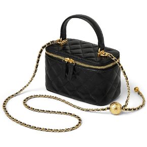 DORIS&JACKY Small Quilted Square Box Bag For Women Designer Crossbody Pouch Purse With Metal Chain Strap