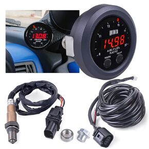 Air/Fuel Ratio Gauge with LSU 4.9 Sensor 30-0300 X 52mm Universal Wideband UEGO Ultra-Thin Round Digital AFR O2 Oxygen Sensor Controller Gauge