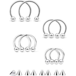 Yaalozei 16G 14G Septum Rings Hypoallergenic Surgical Steel Septum Nose Rings Hoop Tragus Cartilage Helix Earrings Hoops Piercing Jewelry for Women Men 10mm