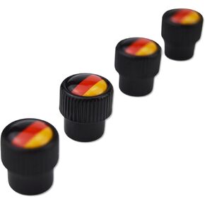 (Set of 4) Metal Auto Tire Valve Stem Cap Cover with Resin German Flag Stripes Emblems Trim for Porsche Mercedes Audi VW Golf Opel Deutsch-Ness