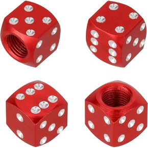 4Pcs Dice Valve Stem Caps Red Valve Stem Caps,Car Tire Valve Caps for Cars,Suvs,Trucks,Bicycles,Motorcycles,Bicycles