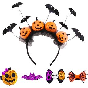 عصابات رأس PinkSheep Halloween للنساء: عصابة رأس على شكل يقطين LED مع إكسسوارات شعر الهالوين الخفيفة