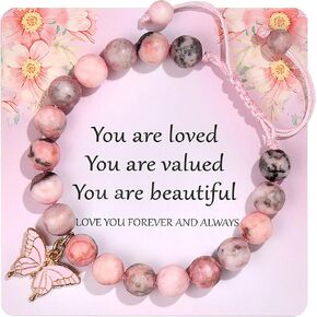 Natural Stone Butterfly Cross Heart Sunflower Pendant Bracelet Suitable for Christmas New Year Valentine'S Day Birthday Bracelet Gifts