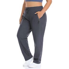 ZERDOCEAN Women's Plus Size Fleece Lined Pants Casual Winter Thermal Lounge Pants with Zippered Pockets Drawstring