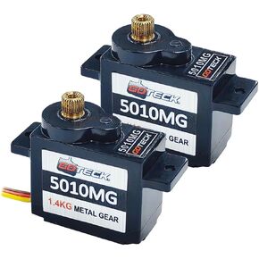 GOTECK 2PCS 5g Mini Servo, Micro Full Metal Gear Digital Servo,for RC Car Model Boat Fixed-Wing Helicopter Airplane Robot Toy