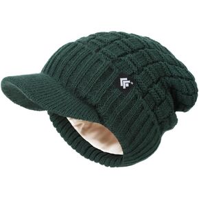 Satin Lined Beanie for Women Men Satin Lined Winter Hats for Women Slouchy Beanies with Brim Visor