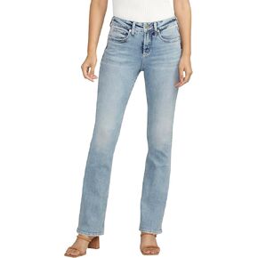 Silver Jeans Co. Women's Suki Mid Rise Curvy Fit Slim Bootcut Jeans, Med Wash EKC391, 28W x 33L