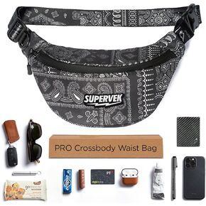 SUPERVEK Minimalist Fanny Pack with YKK Waterproof Zipper | Crossbody Tactical Sling Belt Bag Waist Hip for Men Women | Urban Travel Running Outdoor