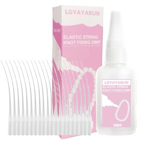 Professional Jewelry Glue for Elastic String Kont Fixing Drip 30g with 20pcs Tip Applicator, Bracelet Glue Clay Beads Bracelet Making Kit Keep Stretchy Bracelet String Stay Perfectly Tied