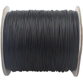 Waxed Polyester Jewelry Making Cord Waxed Beading String with Spool for Craft DIY Thread (Black, 0.5 mm (150 Yards))