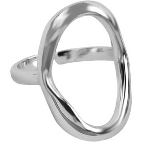 Oval Round Loop Open Statement Ring for Women 18K Gold Plated Ring Classic Oval Adjustable Ring Dainty Promise Minimalist Rings for Women