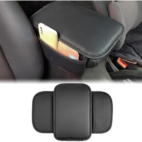 Car Center Console Cover, Leather Center Console Protector with Storage Pocket, Universal Auto Interior Armrest Pad Accessiories for SUV, Truck, RV, Black