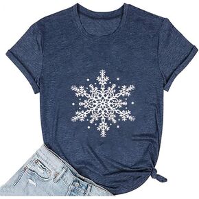 Christmas Shirts for Women Winter Short Sleeve Xmas Tee Tops