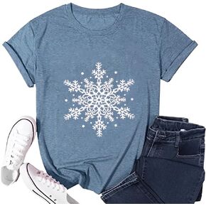 Christmas Shirts for Women Winter Short Sleeve Xmas Tee Tops