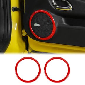 CheroCar Front Door Speaker Ring Cover Interior Accessories for Chevrolet Camaro 2012-2015 (Red)