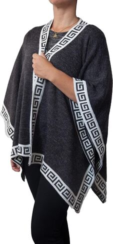 TINKUY Women’s Shawl, Peruvian Alpaca Wool Scarfs for Women Pashmina Shawl Ruana Wrap Poncho Geometric Trim, One Size in Saudi Arabia
