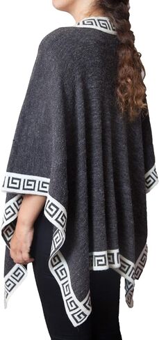TINKUY Women’s Shawl, Peruvian Alpaca Wool Scarfs for Women Pashmina Shawl Ruana Wrap Poncho Geometric Trim, One Size in Saudi Arabia