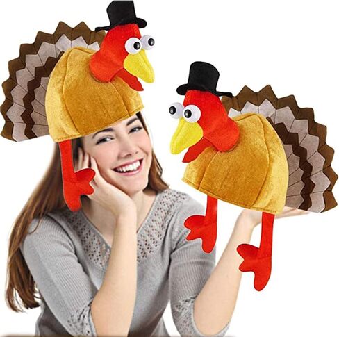TURNMEON 2 Pack Thanksgiving Turkey Hats, Turkey Novelty Costume Hats, Thanksgiving Party Dress up Accessories Hat in Kuwait