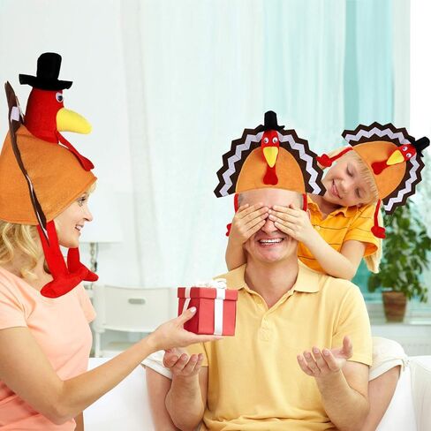 TURNMEON 2 Pack Thanksgiving Turkey Hats, Turkey Novelty Costume Hats, Thanksgiving Party Dress up Accessories Hat in Kuwait