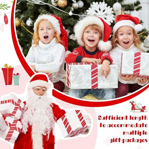 شريط تعبئة عيد الميلاد، شريط أحمر أبيض مطبوع، شريط تغليف ديكور عيد الميلاد، شريط تزيين أبيض أحمر لديكور تغليف صندوق هدايا عيد الميلاد، 1.77 بوصة × 109 ياردة in Saudi Arabia