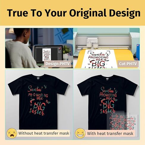 TransOurDream Tru-Heat Transfer Mask for Dark Printable Heat Transfer Vinyl (10 Sheets, 8.5x11) Clear Iron on Transfer Tape for Printable HTV Vinyl in Saudi Arabia